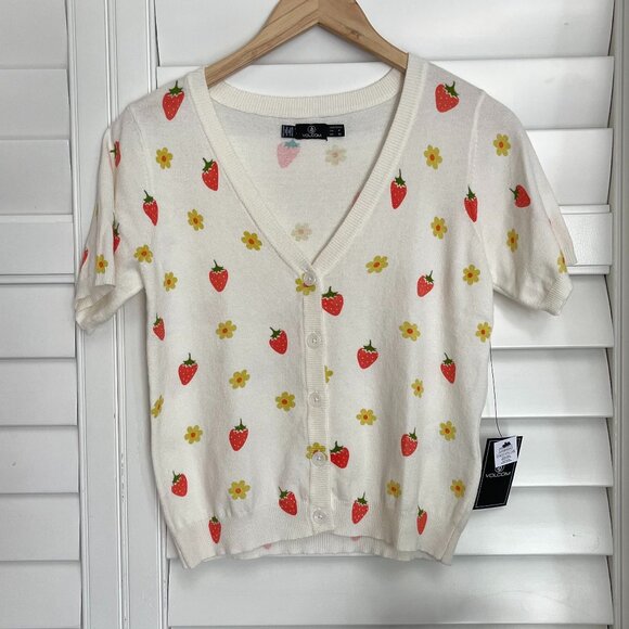 NEW Volcom Strawberry Daisy Short Sleeve Cardigan Size Small - Picture 6 of 14